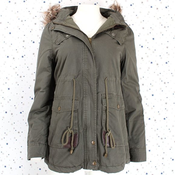Fur Lined Faux Fur Hooded Utility Military Jacket - Picture 4 of 9